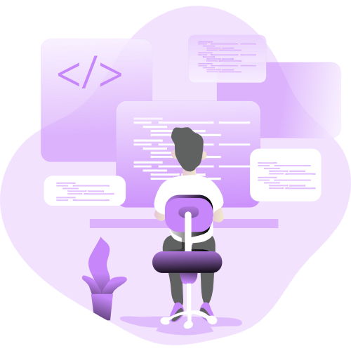 Cartoon staffer working for you